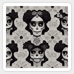 Variation of Catrina La Calavera Pattern Sticker